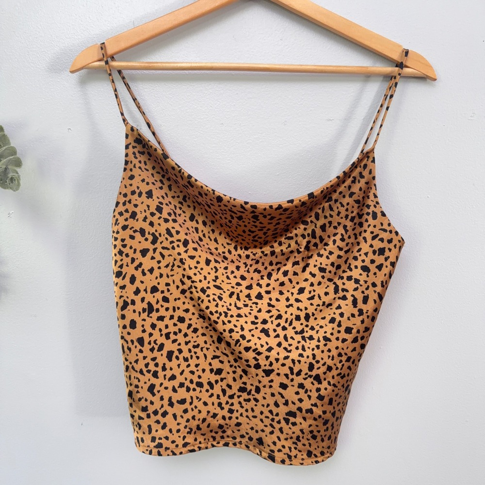 Blue Jasmine Camisole Dark Romance Cheetah Print Cowl Neck Satin Slip Tank Top